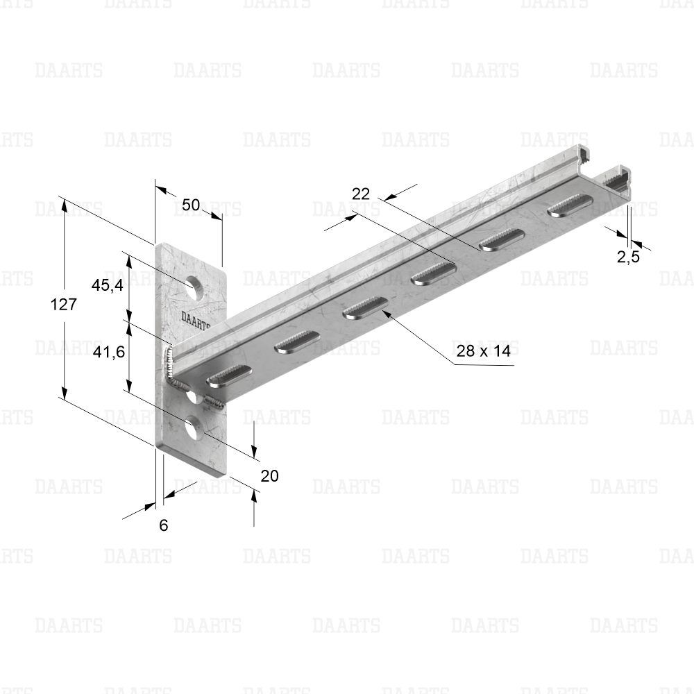 с размерами Консоль 41х21 2.5 DS MQL K